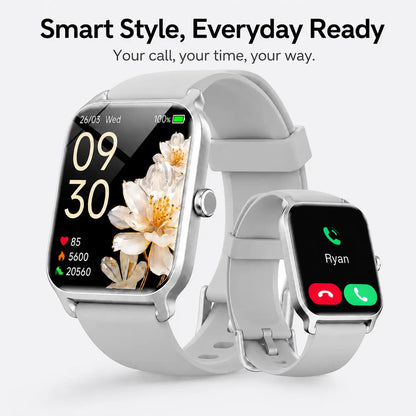 Smartwatch for Men and Women with 2.01" Touch Screen, Message Notifications, Step Counter, Alarm, Timer, Music Control, Comfortable Strap, Compatible with iOS and Android Smartphones