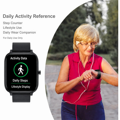 Smartwatch for Men and Women with 2.01" Touch Screen, Message Notifications, Step Counter, Alarm, Timer, Music Control, Comfortable Strap, Compatible with iOS and Android Smartphones