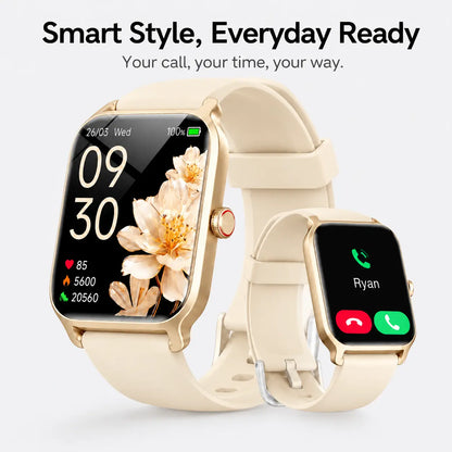 Smartwatch for Men and Women with 2.01" Touch Screen, Message Notifications, Step Counter, Alarm, Timer, Music Control, Comfortable Strap, Compatible with iOS and Android Smartphones